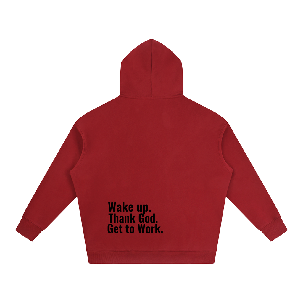 Limited edition red cardiovascular "Wake up. Thank God. Get to Work" Hoodie